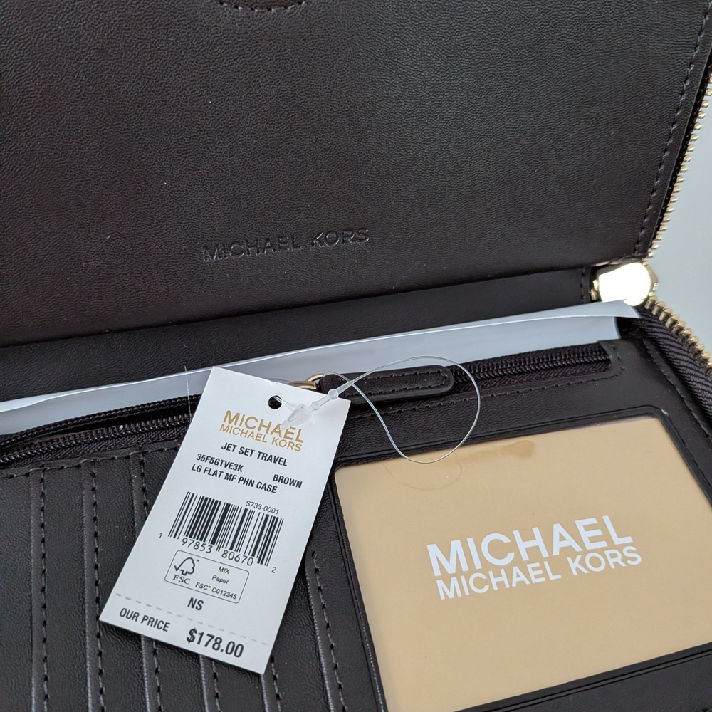 NWT Michael Kors Jet Set Brown and Gold Wallet - Picture 4 of 5